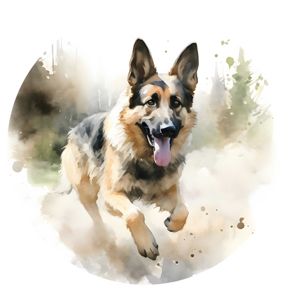 Grey Any Breed Running Woodland Dog with Personalised Name Backpack