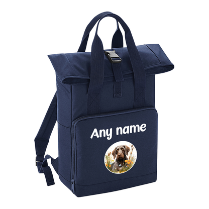 Overnighter Rucksack 14 Litres Navy Blue Wildflower Dog Breed Design