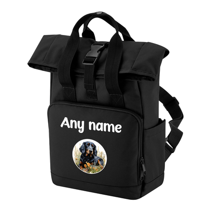 Travel Rucksack 9 Litres Black Wildflower Dog Breed Design