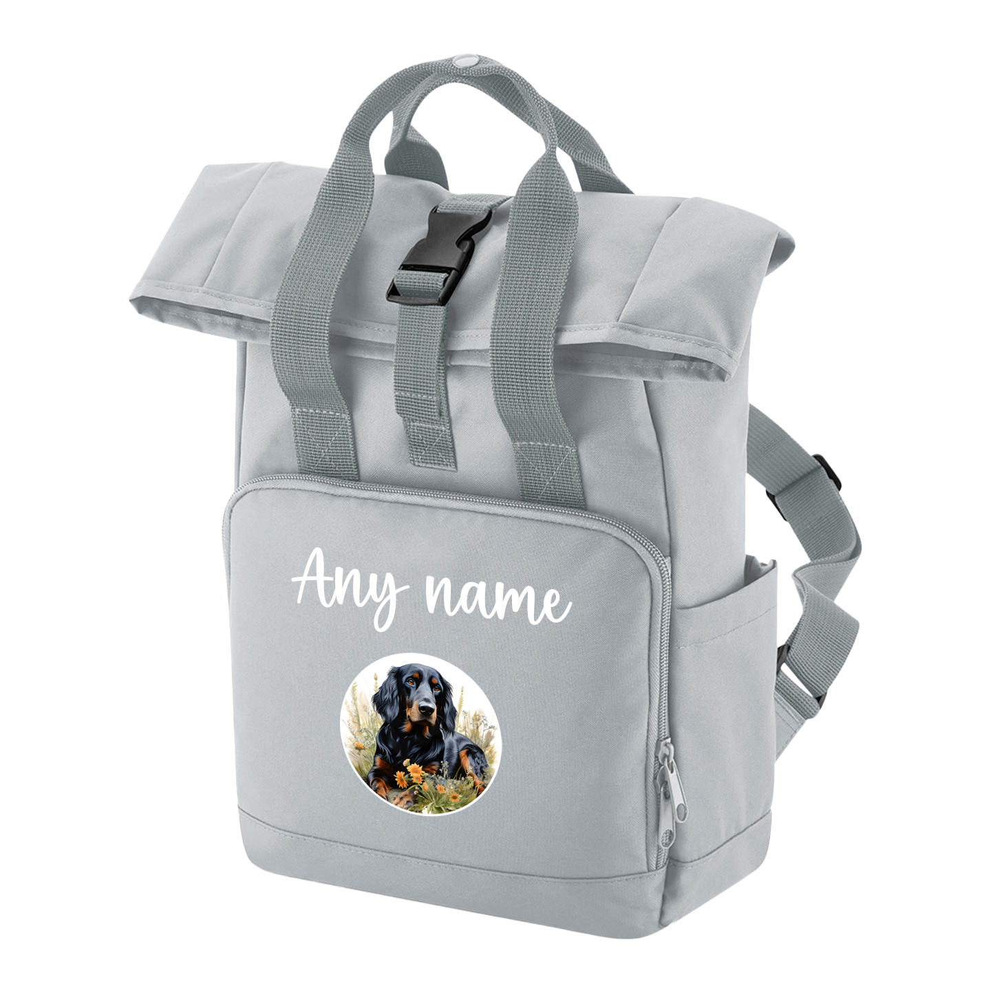 Travel Rucksack 9 Litres Grey Wildflower Dog Breed Design