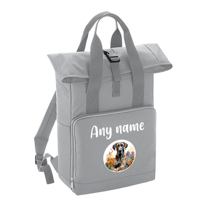Overnighter Rucksack 14 Litres Grey Wildflower Dog Breed Design