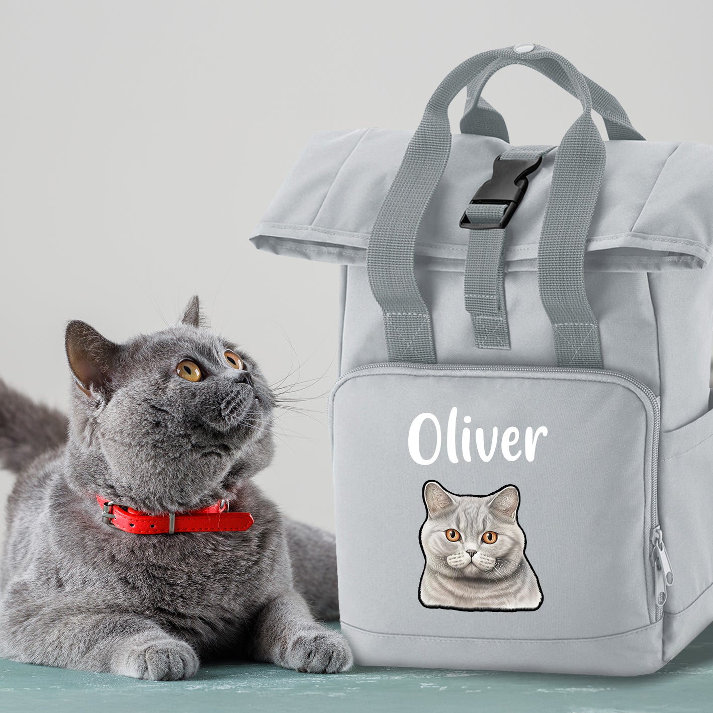 Mustard Cat Breed with Personalised Name Backpack