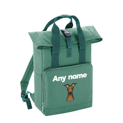 Overnighter Rucksack 14 Litres Sage Green Any Breed Backpack With Custom Personalised Dog Name