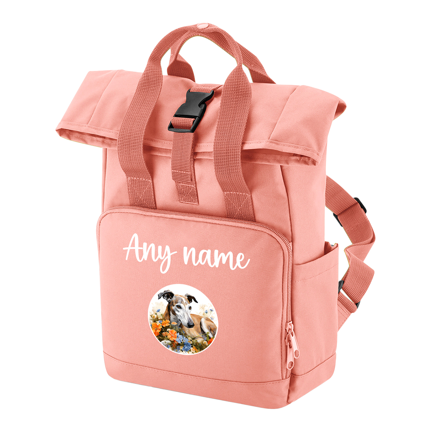 Travel Rucksack 9 Litres Peach Coral Wildflower Dog Breed Design