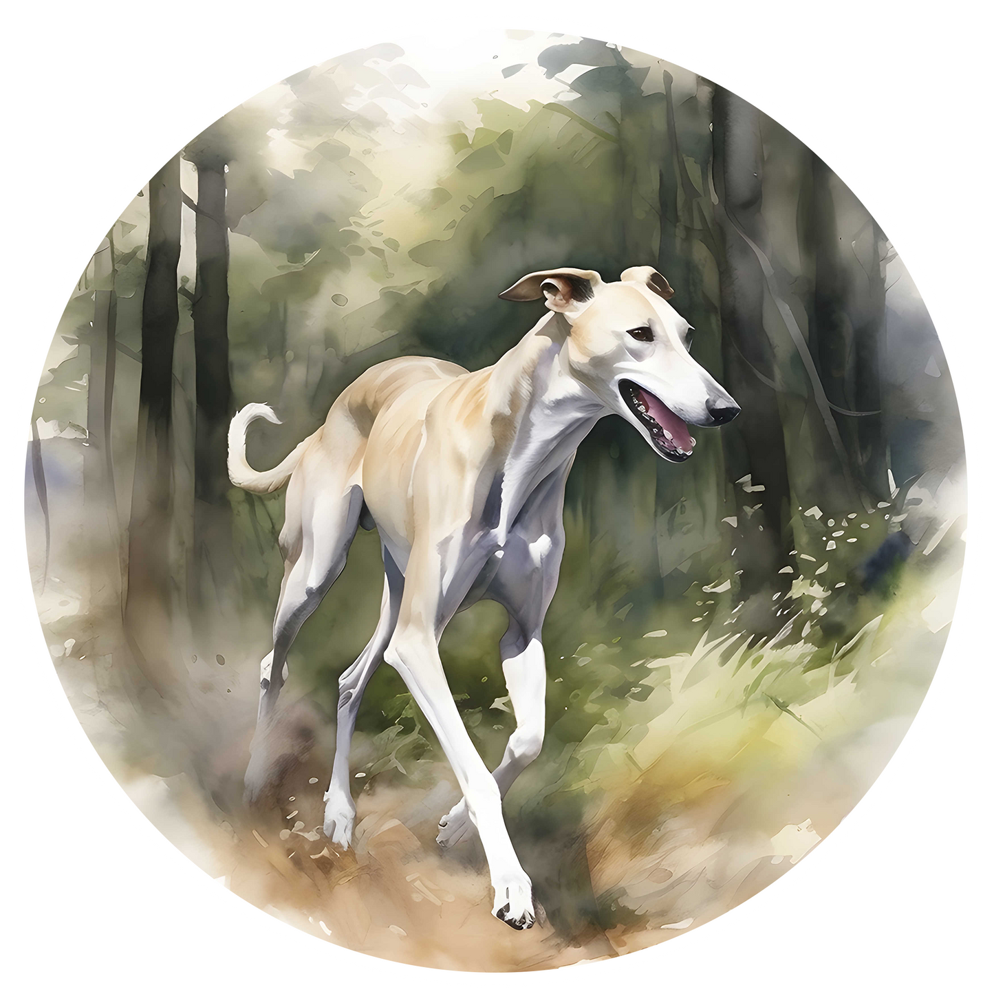 Grey Any Breed Running Woodland Dog with Personalised Name Backpack