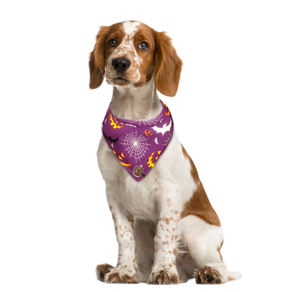 The Pomeroy - Grinning Pumpkins & Webs & Bats Tied Dog Bandana