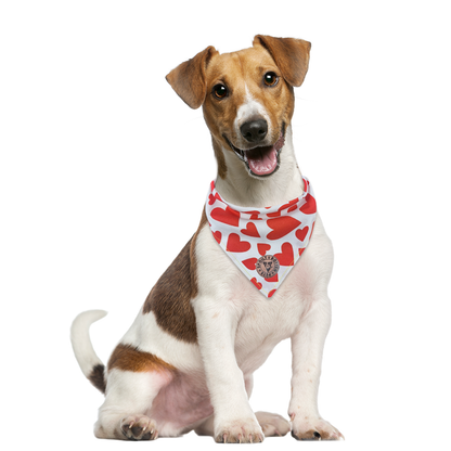 The Romsey - Red Hearts Tied Dog Bandana
