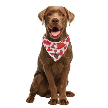The Romsey - Red Hearts Tied Dog Bandana