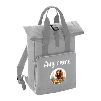 Overnighter Rucksack 14 Litres Grey Wildflower Dog Breed Design