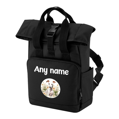Travel Rucksack 9 Litres Black Wildflower Dog Breed Design