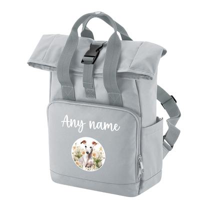 Travel Rucksack 9 Litres Grey Wildflower Dog Breed Design