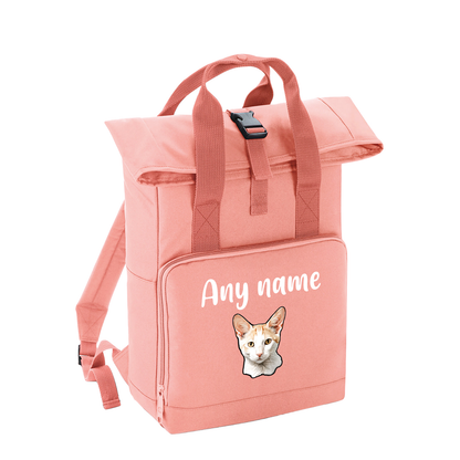 Pink Cat Breed with Personalised Name Backpack