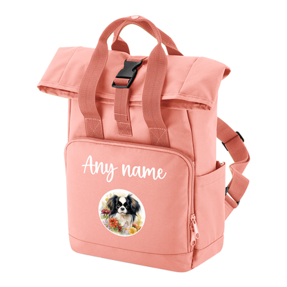 Travel Rucksack 9 Litres Peach Coral Wildflower Dog Breed Design