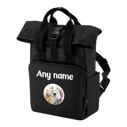 Travel Rucksack 9 Litres Black Wildflower Dog Breed Design