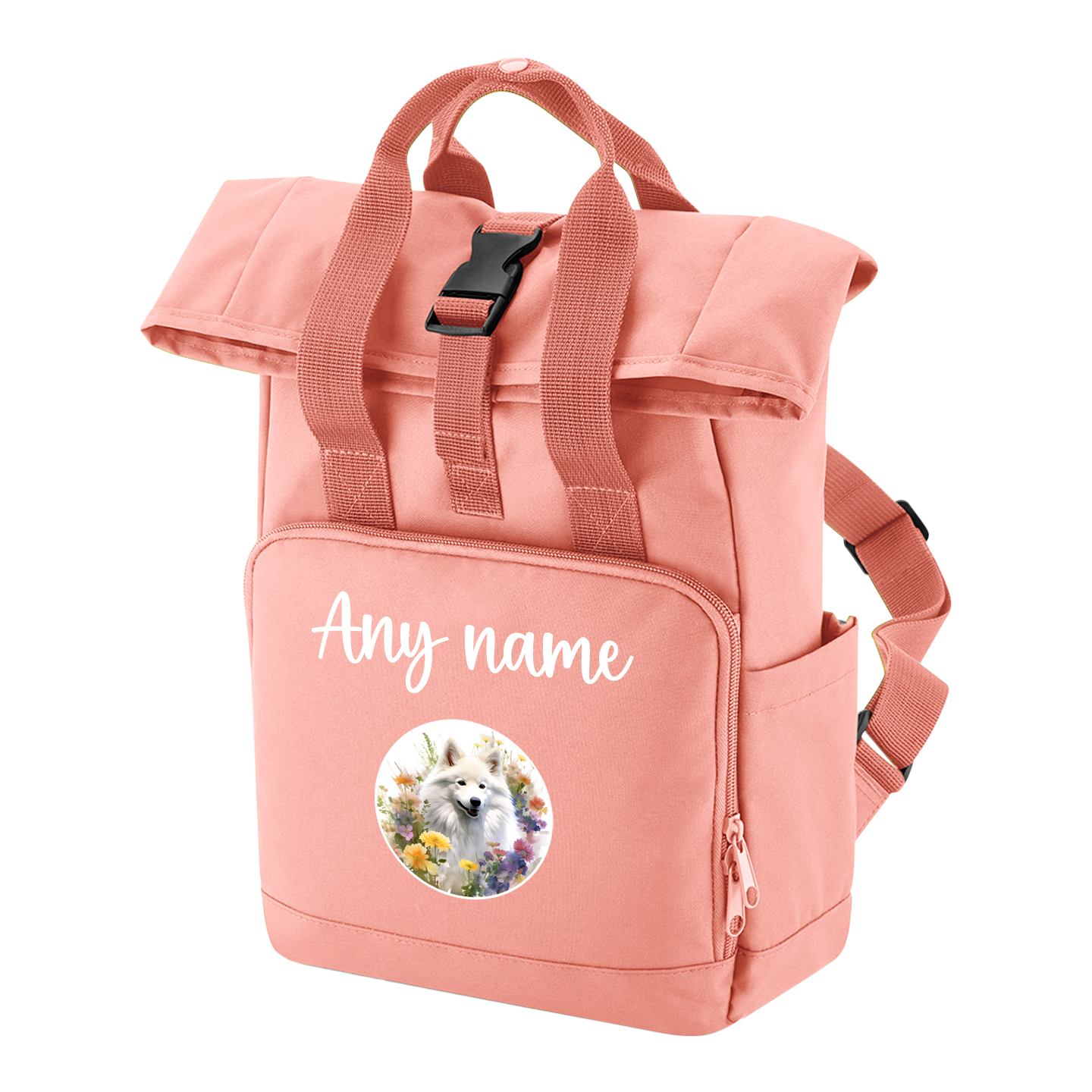 Travel Rucksack 9 Litres Peach Coral Wildflower Dog Breed Design