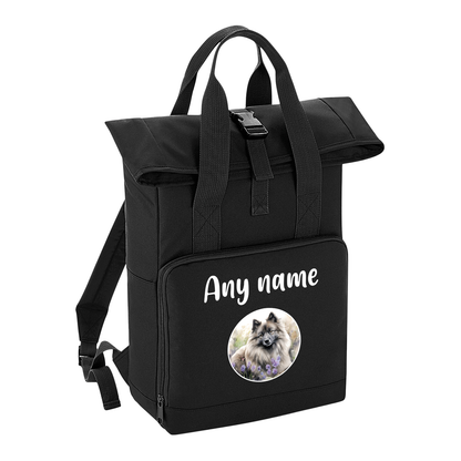 Overnighter Rucksack 14 Litres Black Wildflower Dog Breed Design
