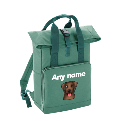 Overnighter Rucksack 14 Litres Sage Green Any Breed Backpack With Custom Personalised Dog Name
