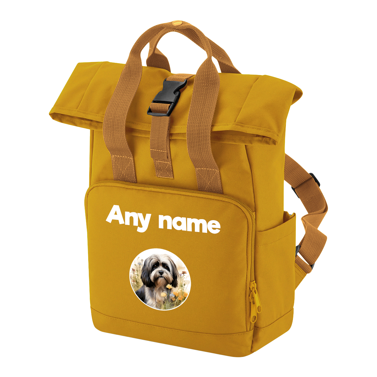 Travel Rucksack 9 Litres Mustard Wildflower Dog Breed Design