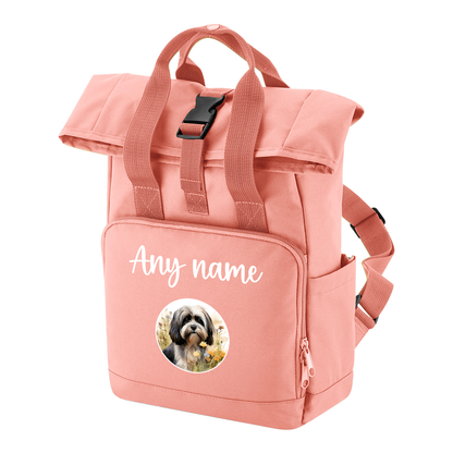 Travel Rucksack 9 Litres Peach Coral Wildflower Dog Breed Design