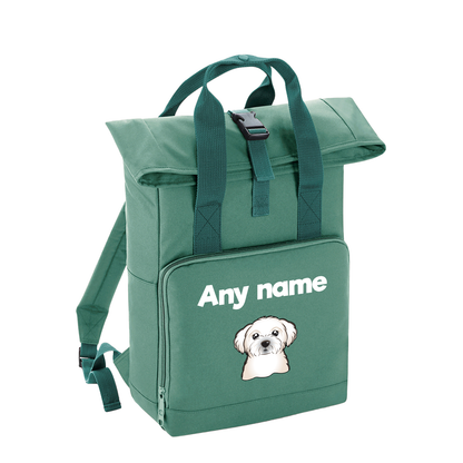 Overnighter Rucksack 14 Litres Sage Green Any Breed Backpack With Custom Personalised Dog Name
