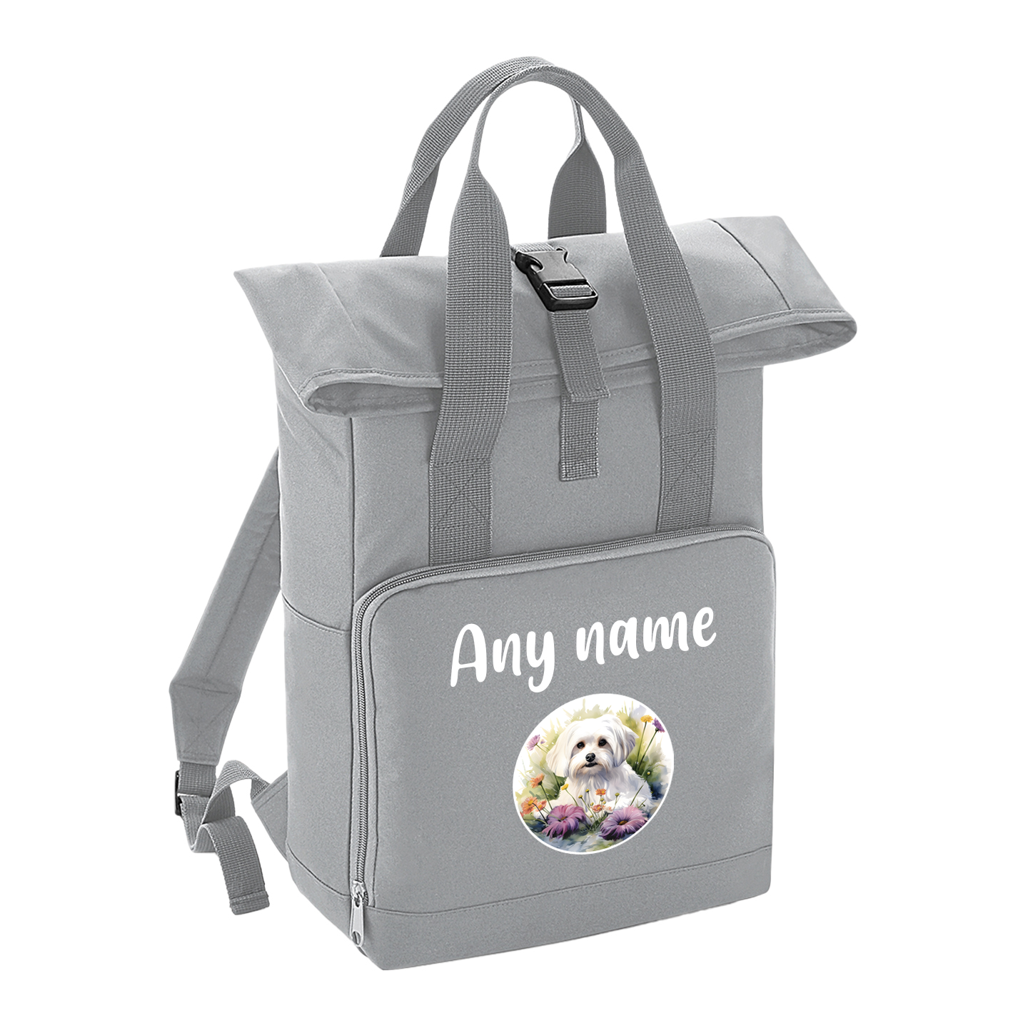 Overnighter Rucksack 14 Litres Grey Wildflower Dog Breed Design