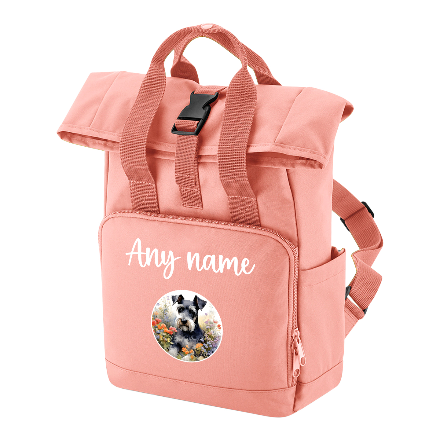 Travel Rucksack 9 Litres Peach Coral Wildflower Dog Breed Design
