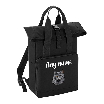 Black Cat Breed with Personalised Name Backpack