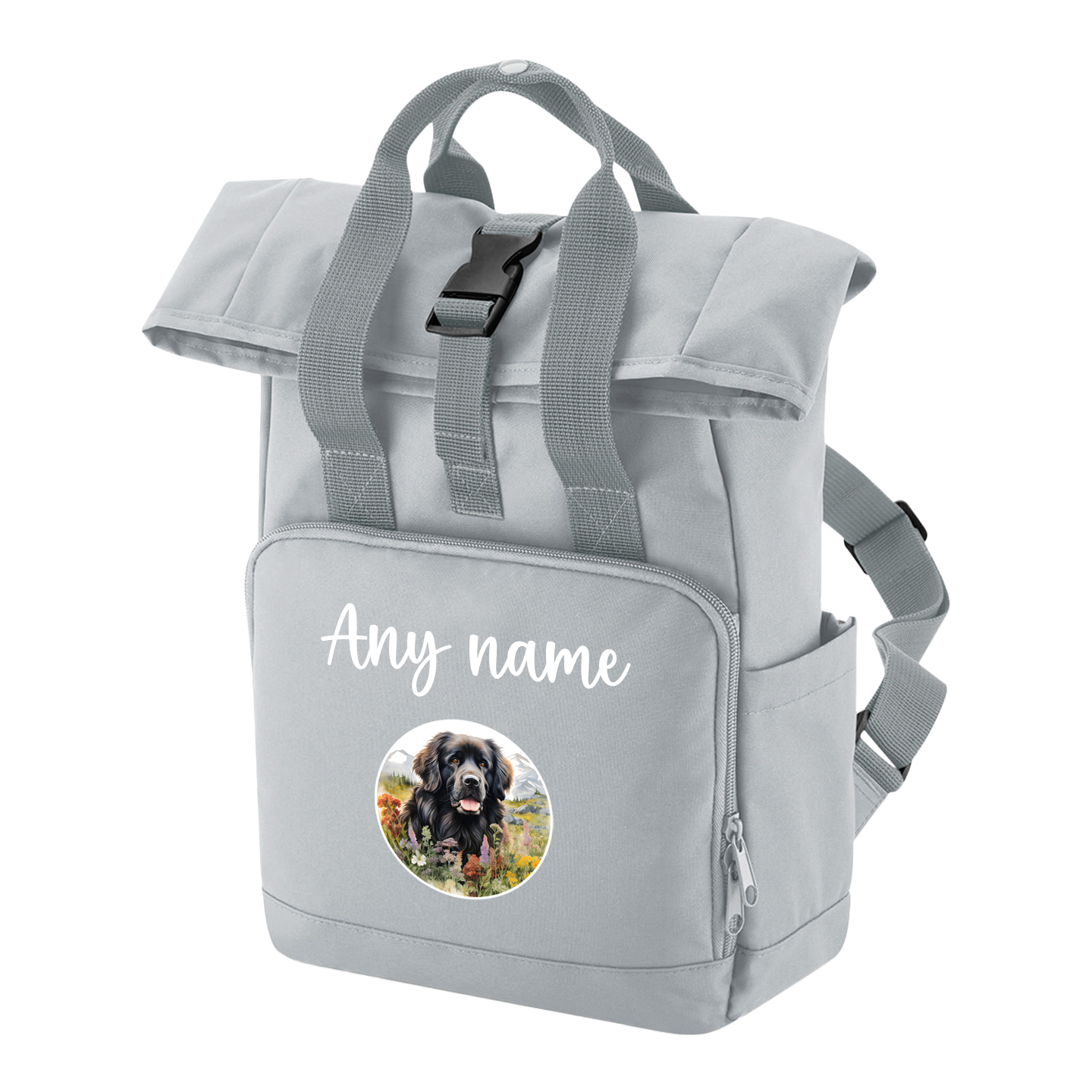 Travel Rucksack 9 Litres Grey Wildflower Dog Breed Design