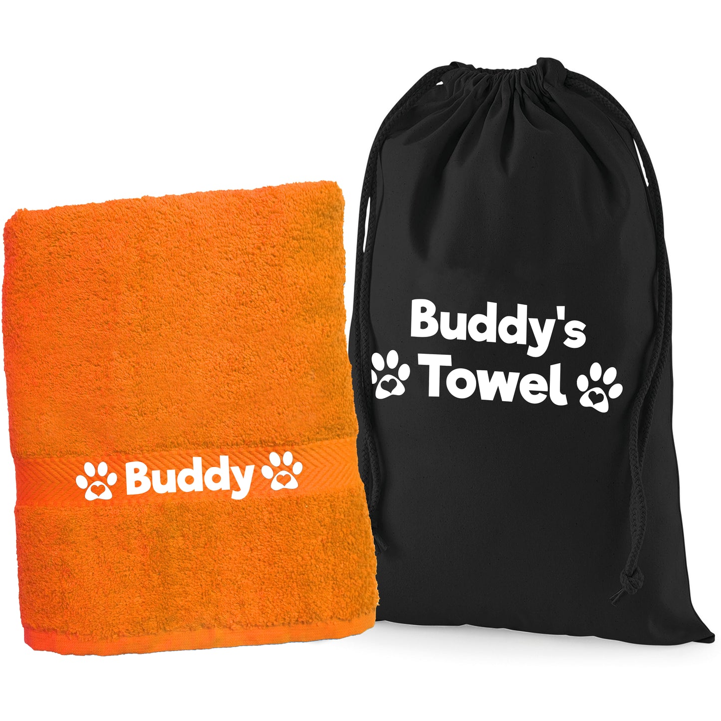 Orange Pet Towel Personalised With Name or Wording