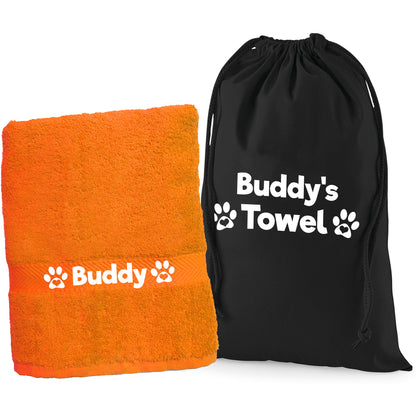 Orange Pet Towel Personalised With Name or Wording