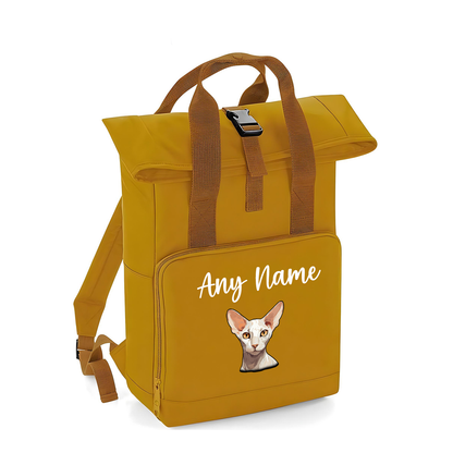 Mustard Cat Breed with Personalised Name Backpack