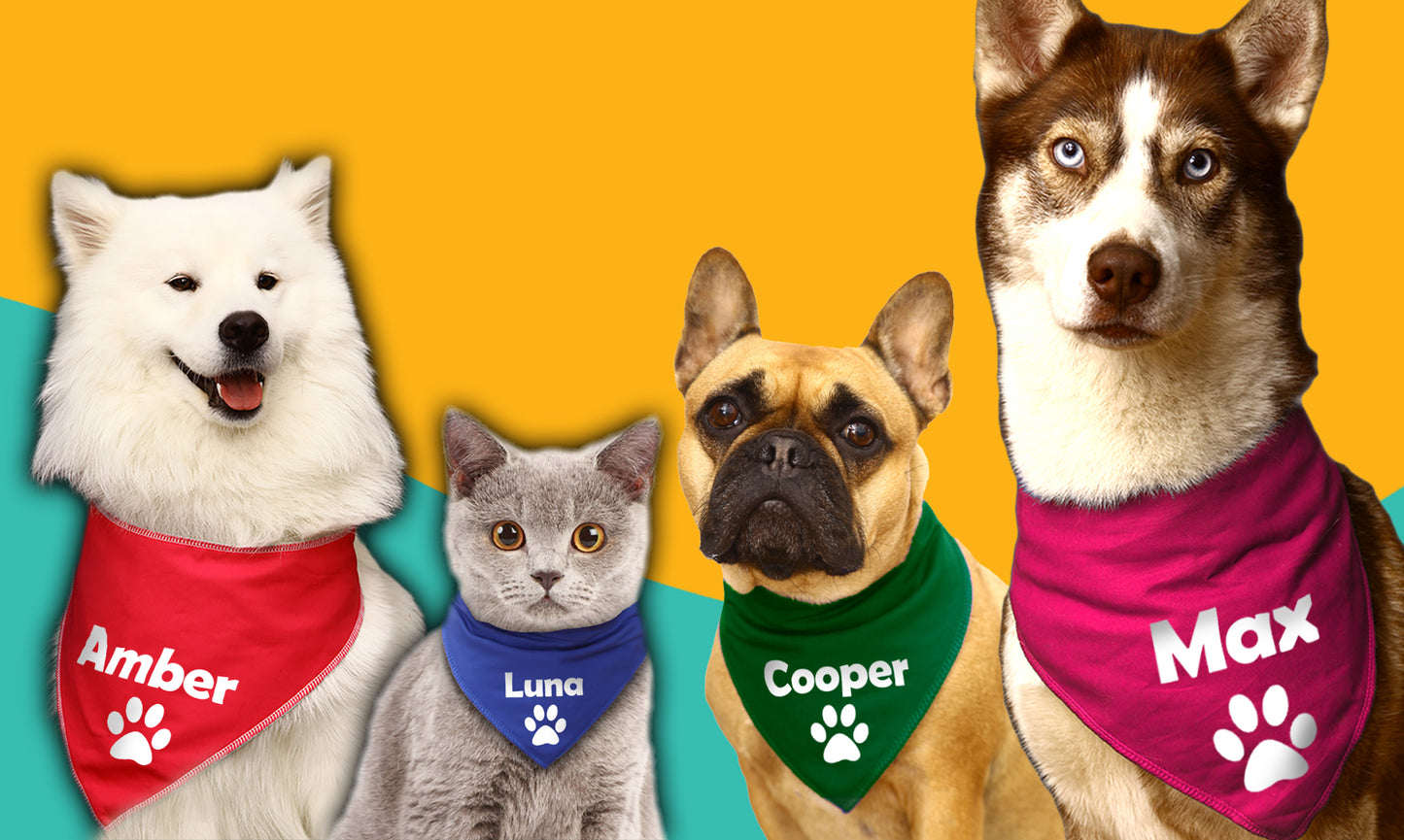 GREEN Any Wording Dog Bandana With Font Choices