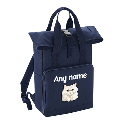 Navy Cat Breed with Personalised Name Backpack