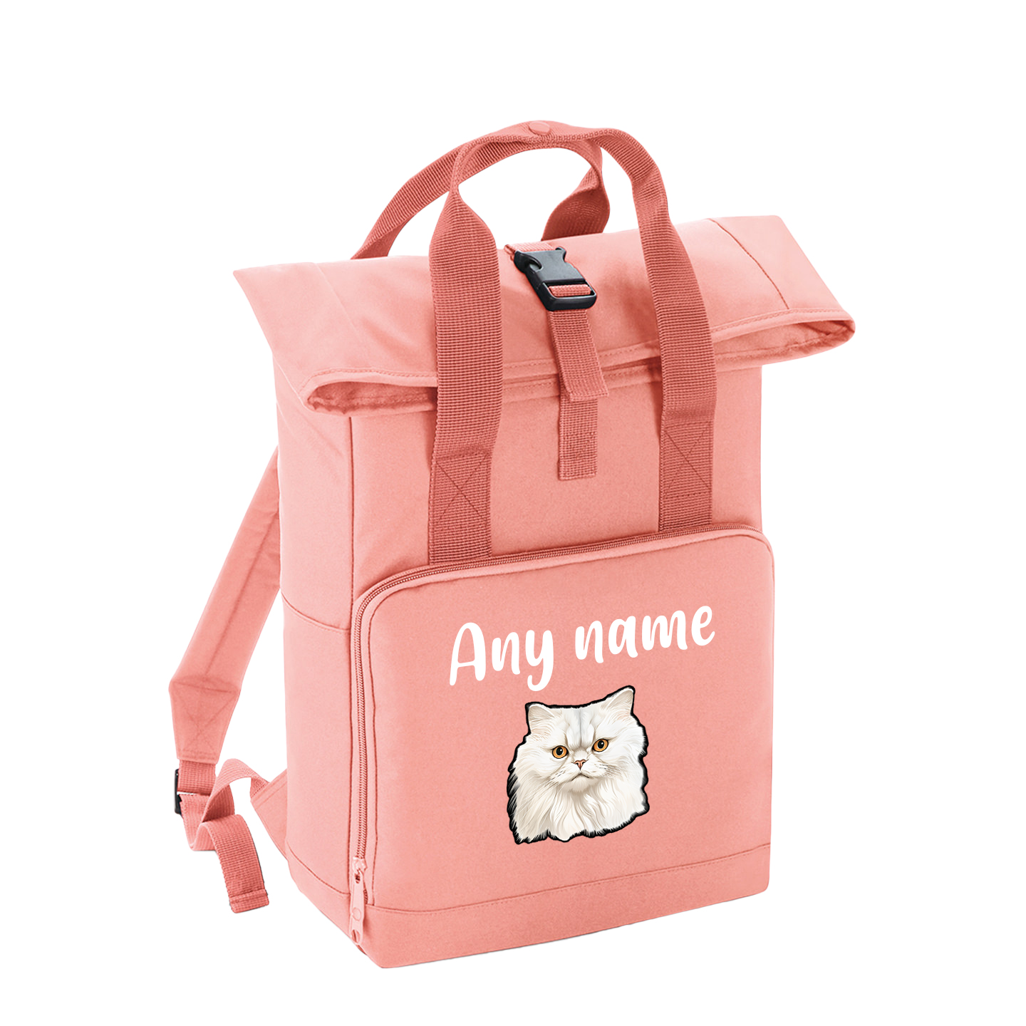 Pink Cat Breed with Personalised Name Backpack