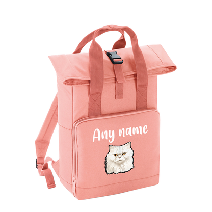 Pink Cat Breed with Personalised Name Backpack