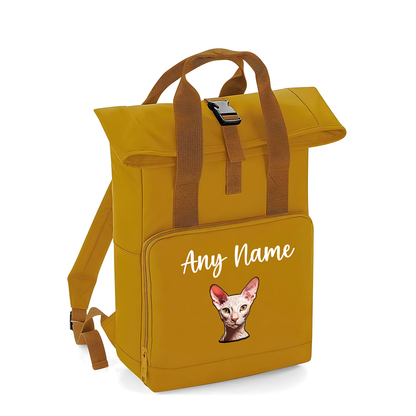 Mustard Cat Breed with Personalised Name Backpack