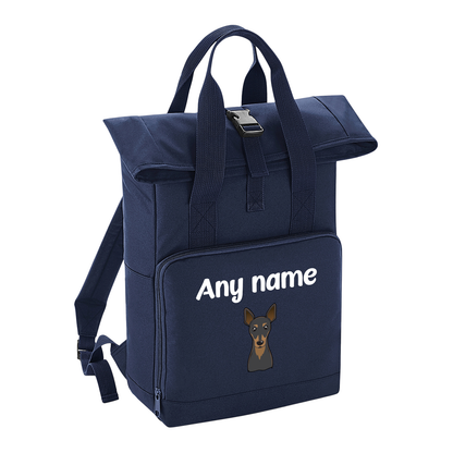 Overnighter Rucksack 14 Litres Navy Blue Any Breed Backpack With Custom Personalised Dog Name