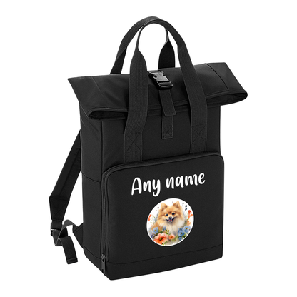 Overnighter Rucksack 14 Litres Black Wildflower Dog Breed Design