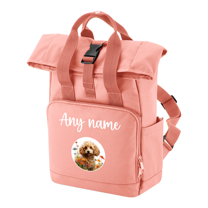 Travel Rucksack 9 Litres Peach Coral Wildflower Dog Breed Design