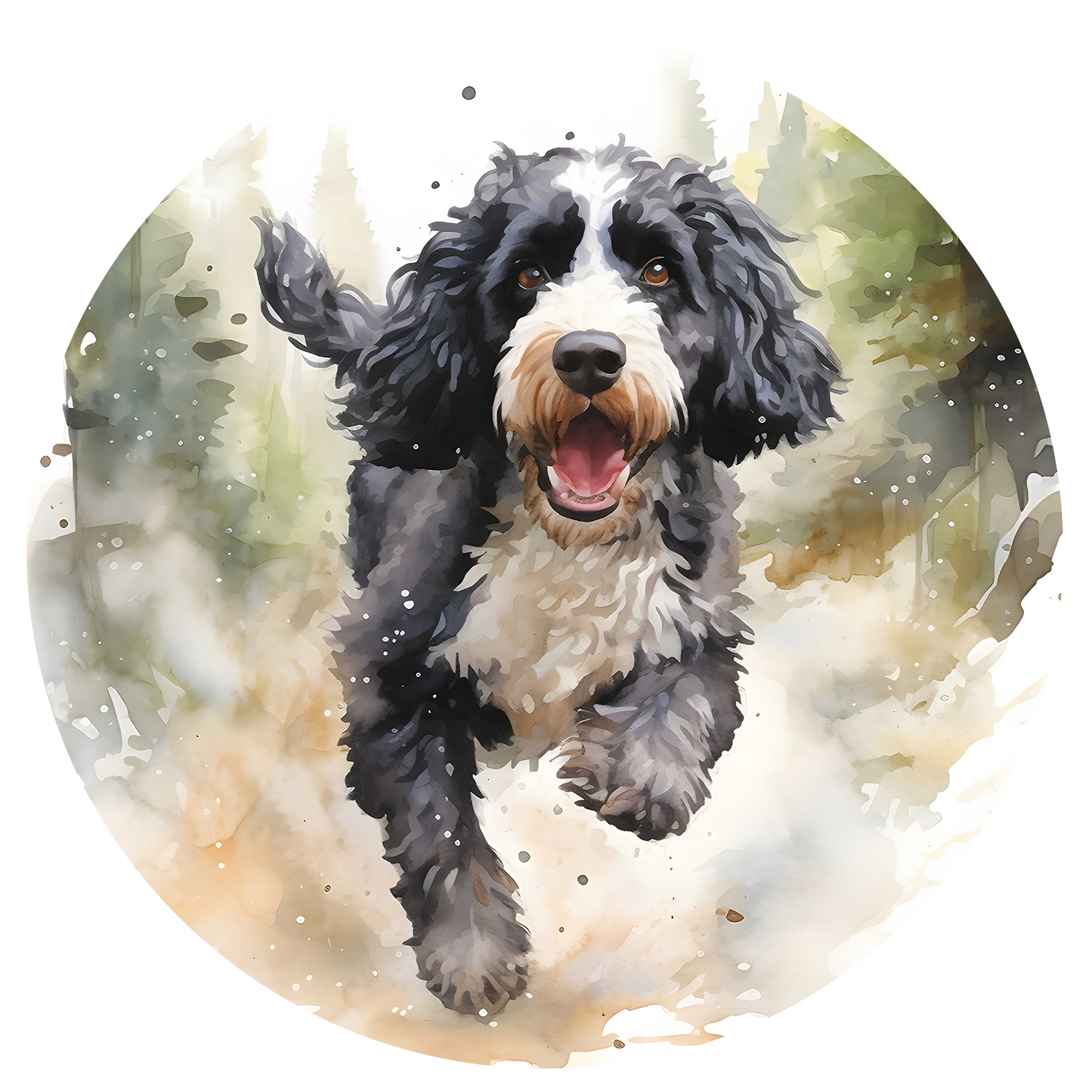 Grey Any Breed Running Woodland Dog with Personalised Name Backpack