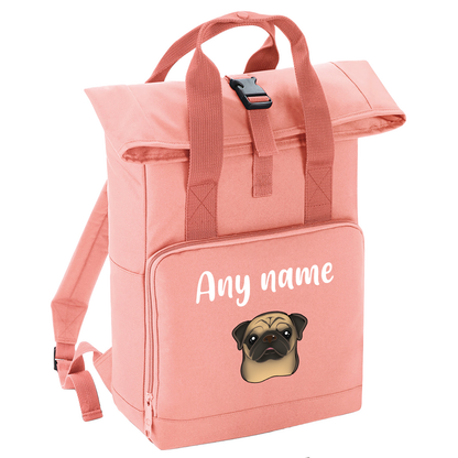 Overnighter Rucksack 14 Litres Peach Coral Any Breed Backpack With Custom Personalised Dog Name