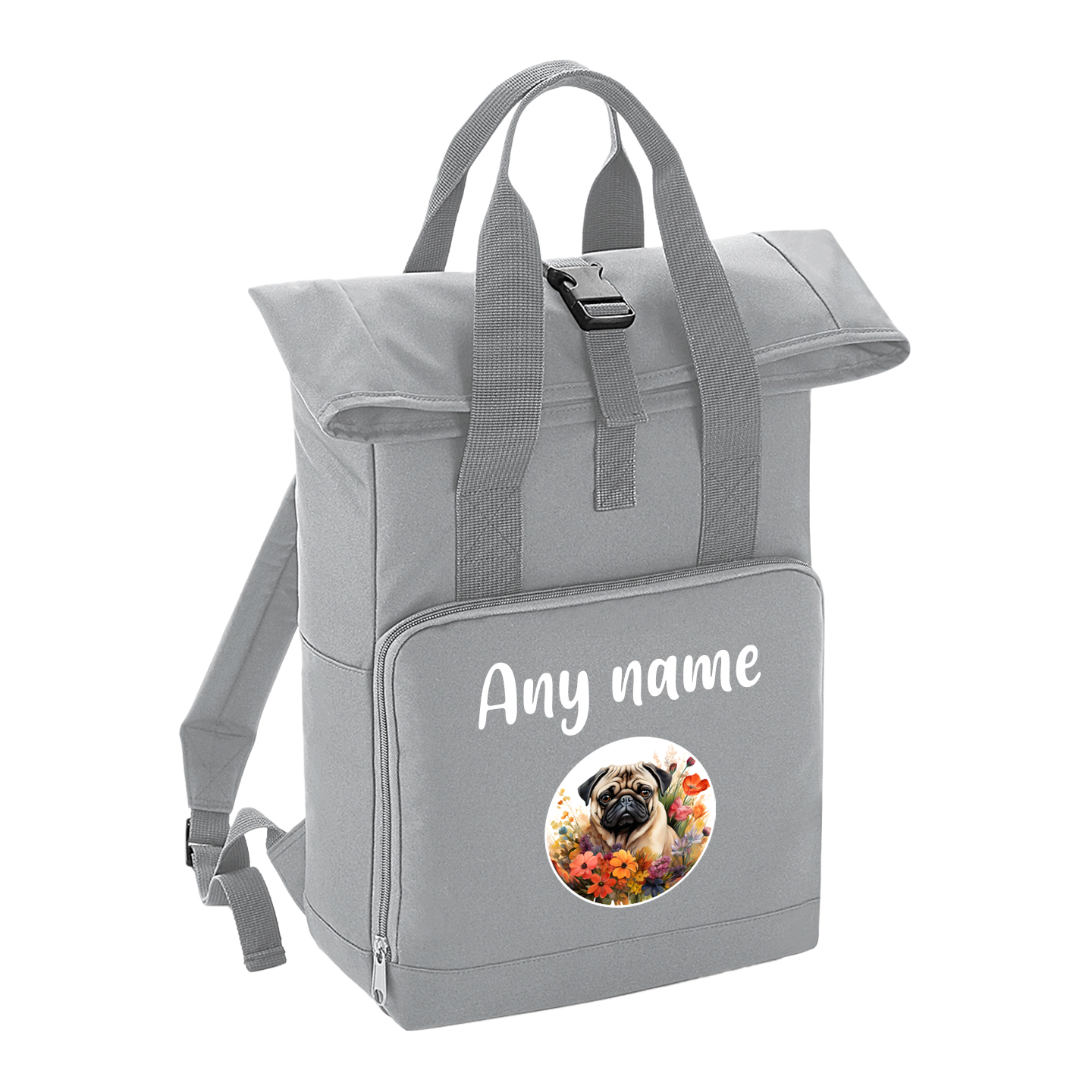 Overnighter Rucksack 14 Litres Grey Wildflower Dog Breed Design