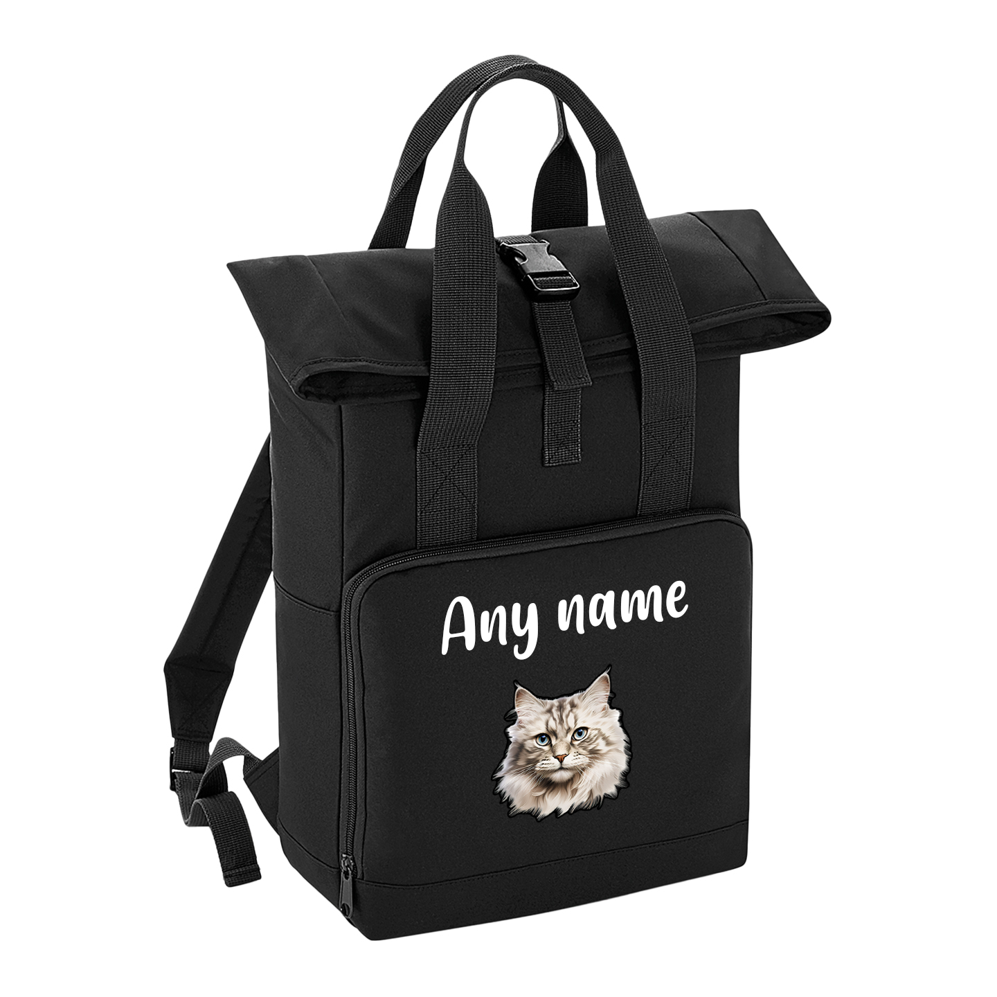 Black Cat Breed with Personalised Name Backpack