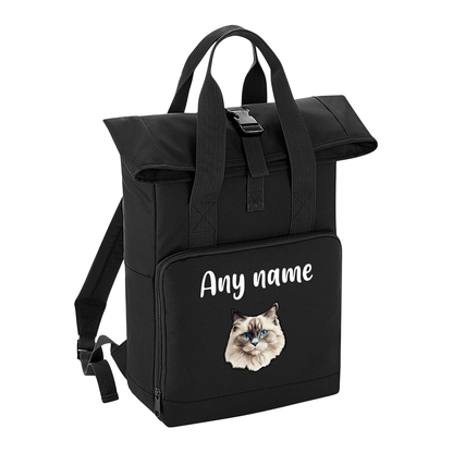 Black Cat Breed with Personalised Name Backpack