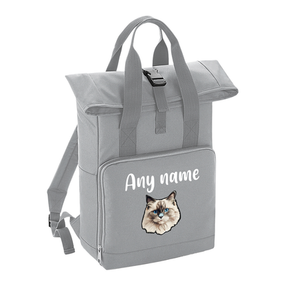 Grey Cat Breed with Personalised Name Backpack