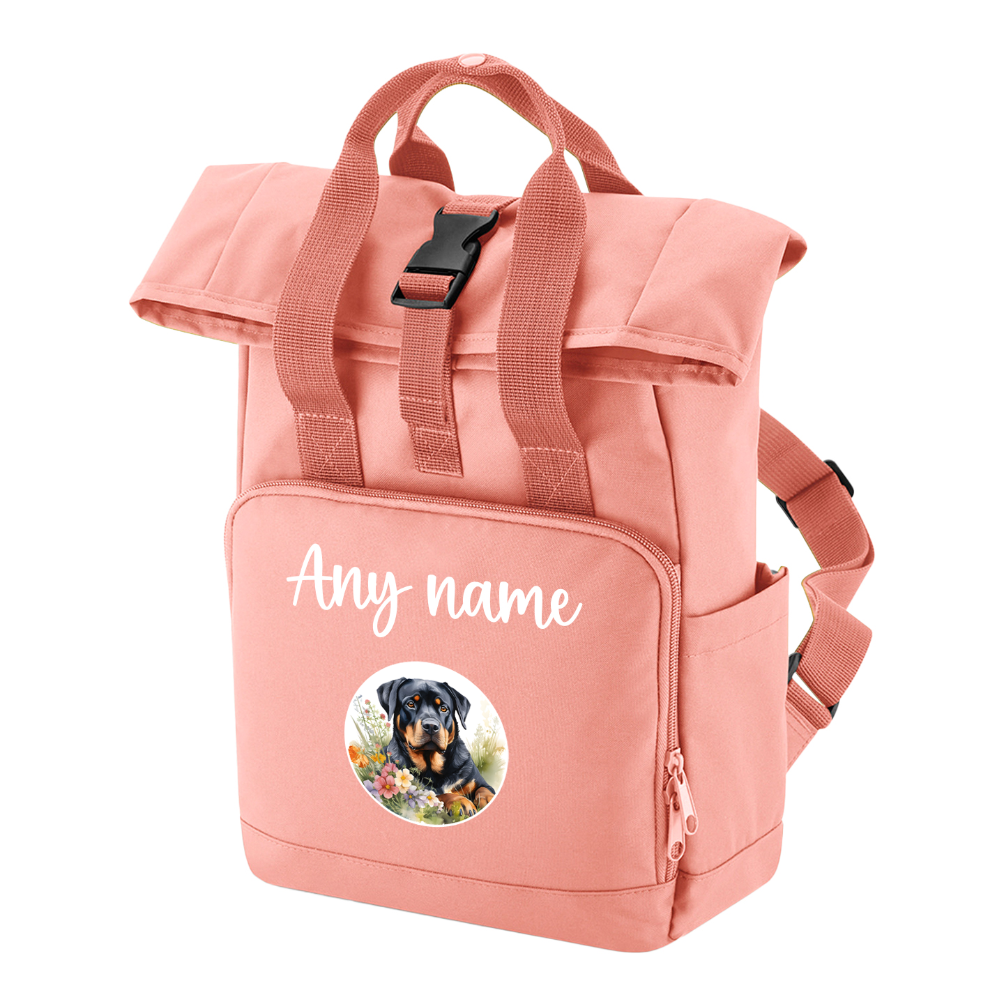 Travel Rucksack 9 Litres Peach Coral Wildflower Dog Breed Design