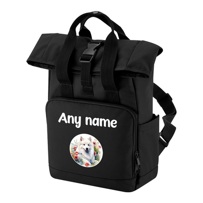 Travel Rucksack 9 Litres Black Wildflower Dog Breed Design