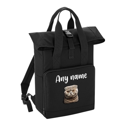 Black Cat Breed with Personalised Name Backpack