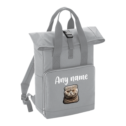 Grey Cat Breed with Personalised Name Backpack
