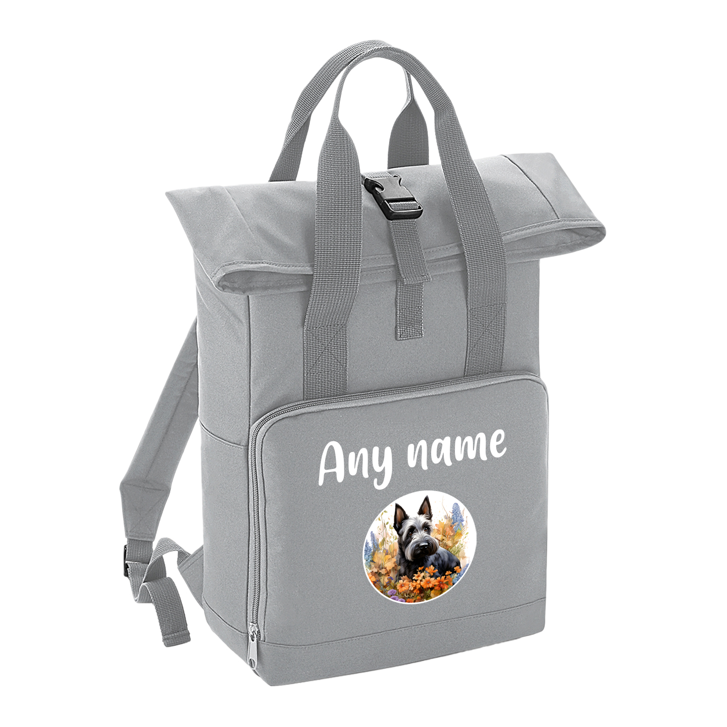 Overnighter Rucksack 14 Litres Grey Wildflower Dog Breed Design